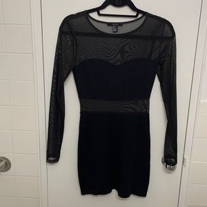 Mesh Long-Sleeve Bodycon Dress